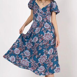 Band of the Free-Gail Sapphire Floral Maxi Dress. Size L. NWT